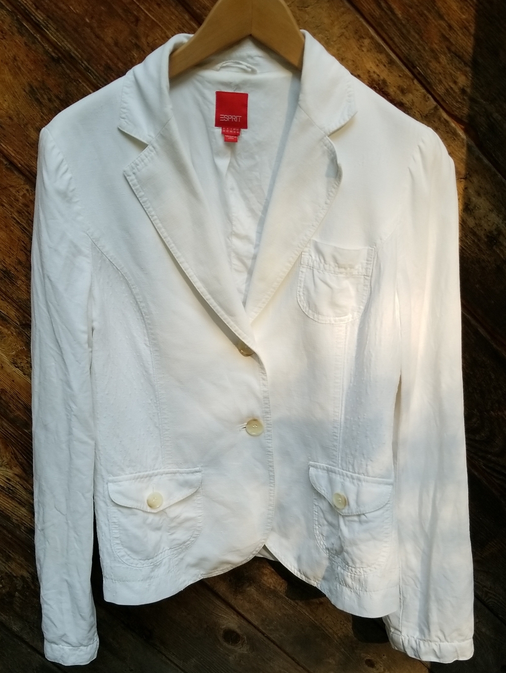 Esprit Blazer Jacket Linen In White 3 Button 10